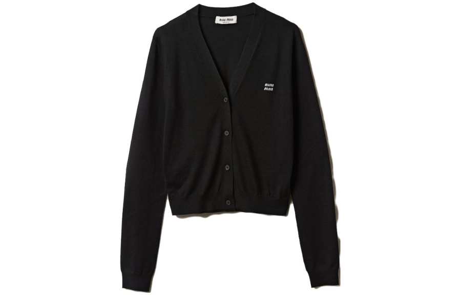 MIU MIU Logo embroidered Cashmere Cardigan