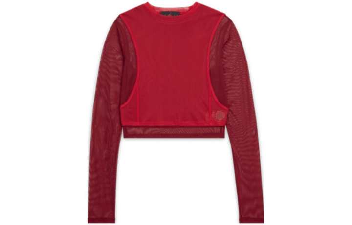 Jordan Jordan X Teyana Taylor Women's Long Sleeve Mesh Top Gym Red/Team Red