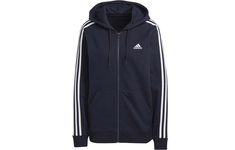 Adidas Adidas Essential Essentials 3 Stripes French Terry Regular Full Zip Hoodie Jackets & Coats Women's Ink Blue