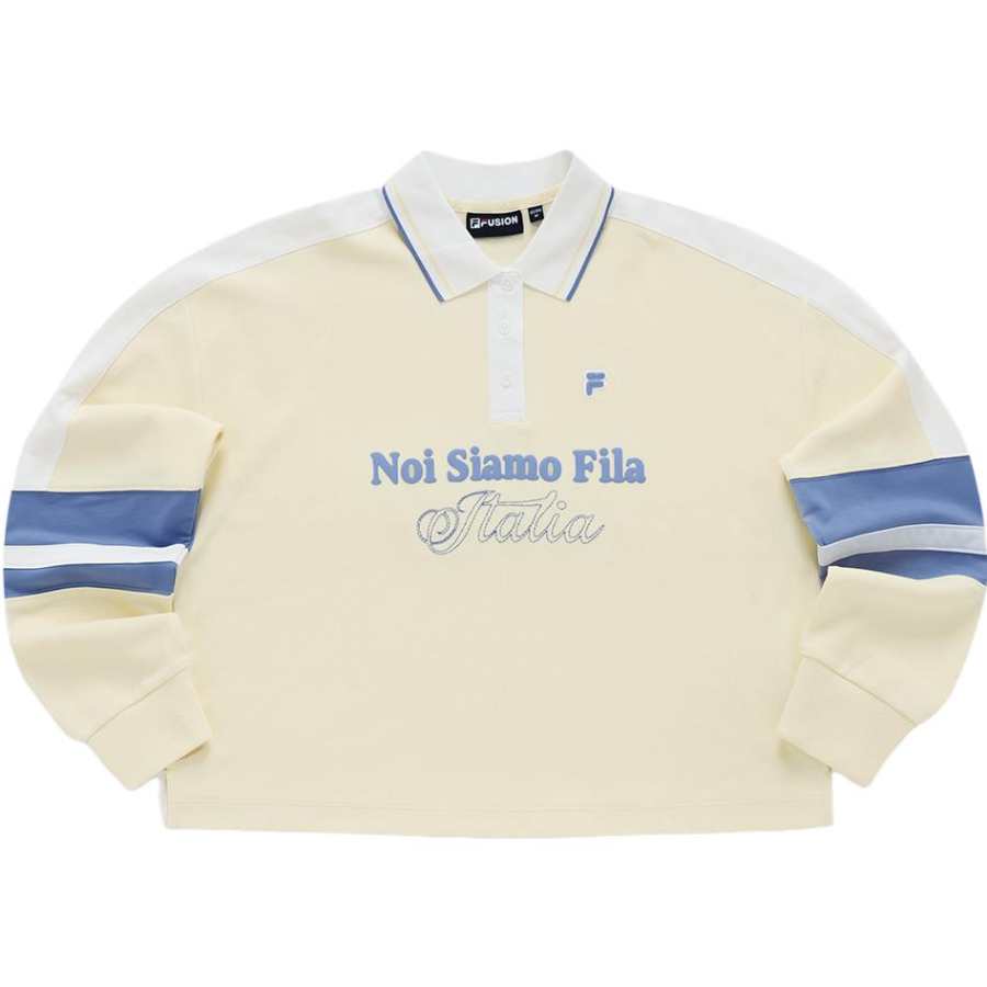 FILA FUSION Polo Shirts Women's Light Yellow Polo Collar Moderate Other