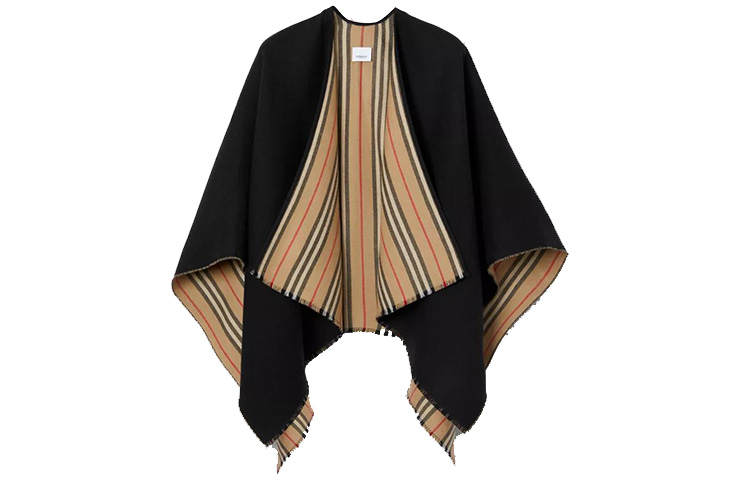 Burberry 【Previous Season】Icon stripe detail wool cape
