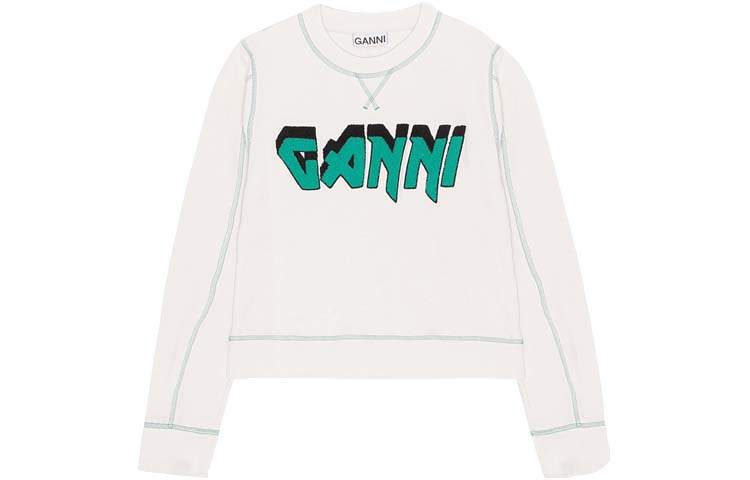 GANNI Isoli Rock Logo-Embroidered Crewneck Sweatshirt