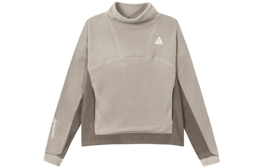 Nike Nike ACG 'Wolf Tree' Logo Stand Collar Comfortable Casual Fleece Lined Long Sleeved Sweatshirt Women's Ore Gray