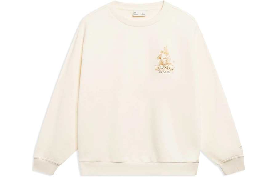 Li-Ning Li Ning Sports Trendy Collection Sweatshirts Women's Ecru Crew Neck Moderate Other