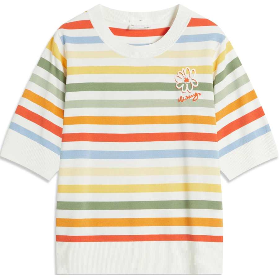 Li-Ning Li Ning Sports Life Collection T Shirt Women's Yellow Stripes