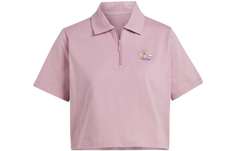 Adidas Originals Polo Shirts Women's Magical Purple Pink Polo Collar Moderate Straight Fit