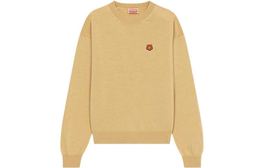 KENZO Cashmere Sweaters Women's Light Coffee Crew Neck Moderate