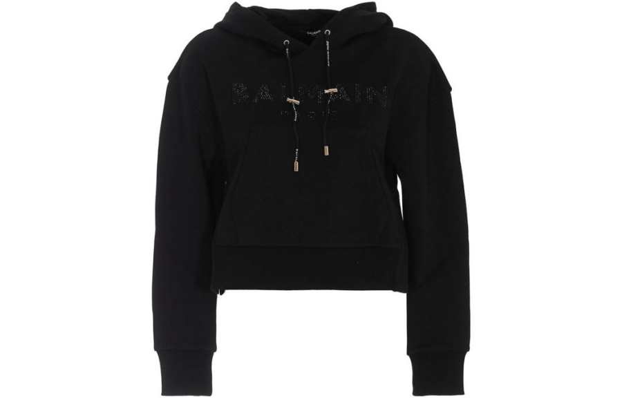 BALMAIN Sweatshirts Women's Black Hooded Moderate Other