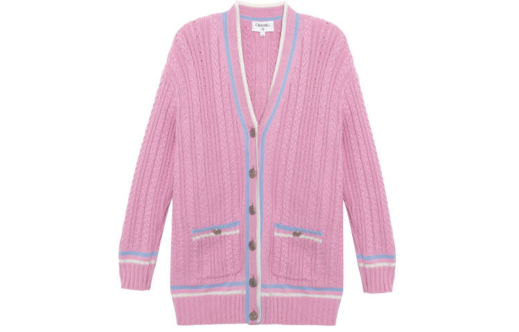 CHANEL Knitwear Women's Pink Moderate Cardigan