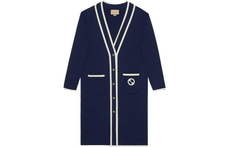GUCCI Gg Logo Embroidered V-Neck Cardigan Dress