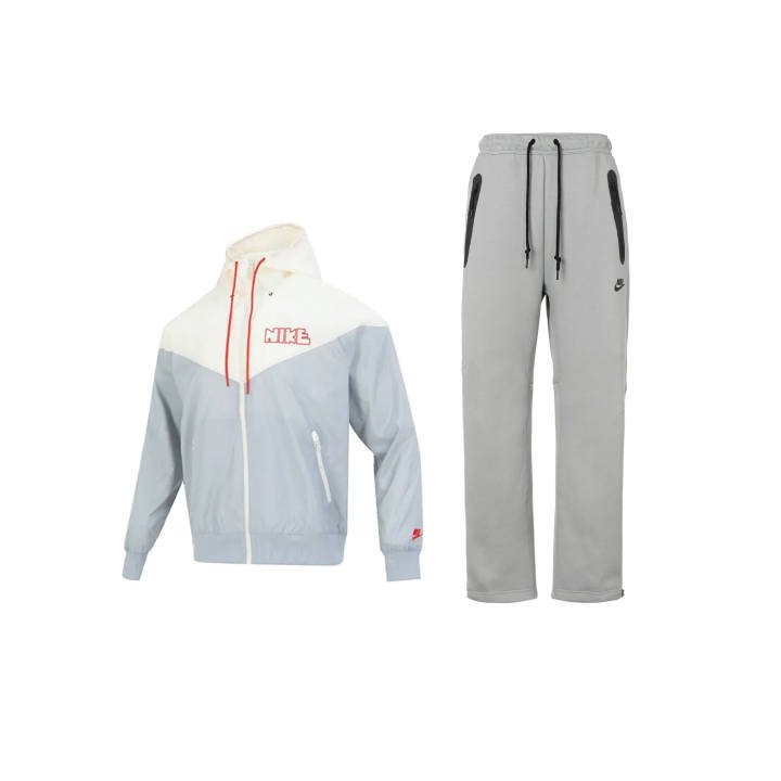 Nike Nike Casual Sportswear Men's Set Light Gray Top+Dark Gray Pants Hooded Moderate