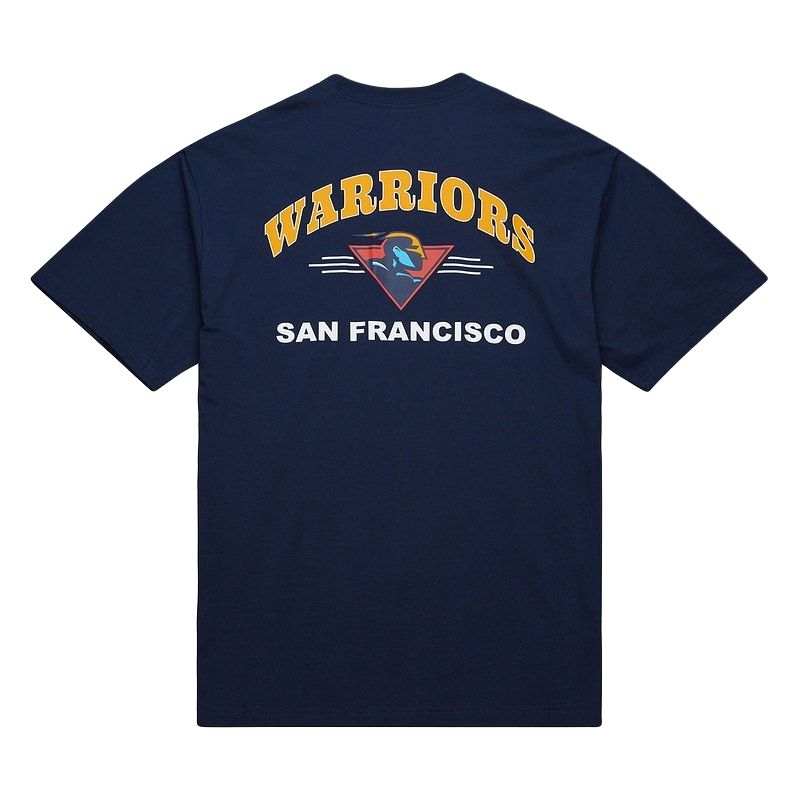 Mitchell Ness x NBA Golden State Warriors 100% Cotton T Shirt Unisex Marine Blue