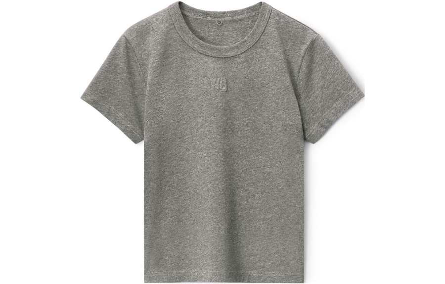 Alexander Wang Puff Logo Shrunken Tee In Glitter Jersey Sidewalk