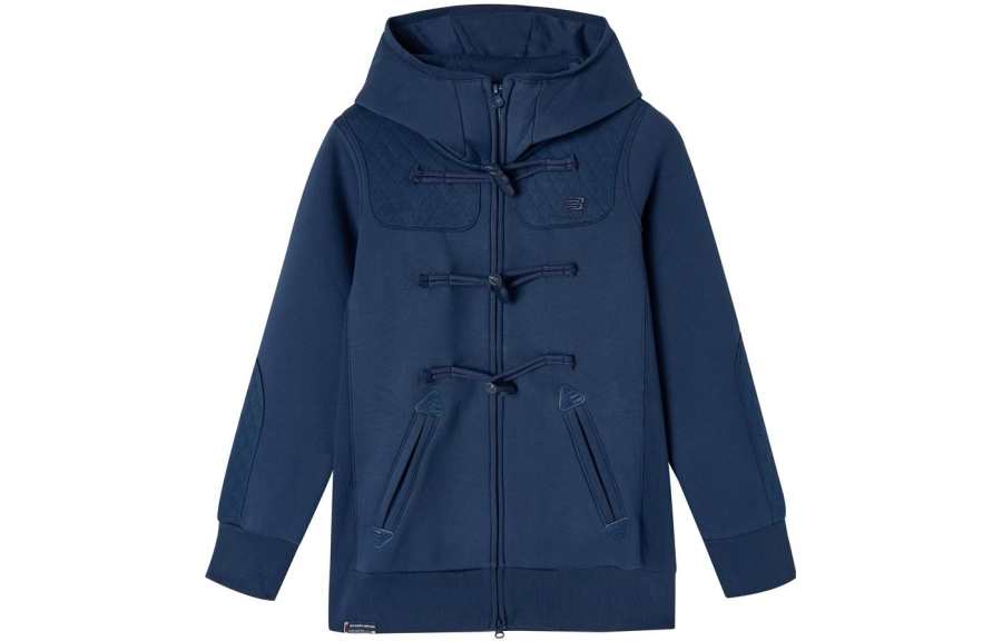 New Balance New Balance Solid Color Casual Hooded Fleece Lined Long Sleeved Jacket Women's Navy Blue