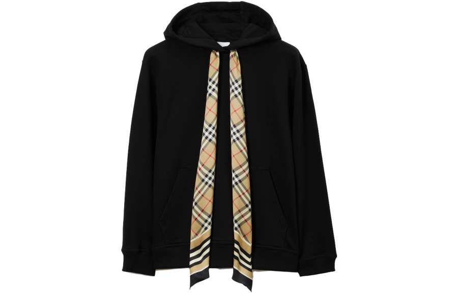 Burberry Burberry Checked Drawstring Long Sleeved Hoodie