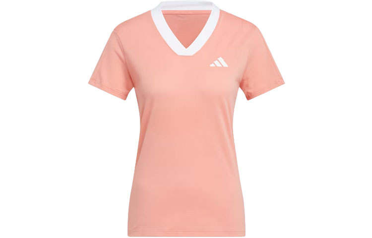 Adidas Adidas T Shirts Women's Clay Pink V Neck Moderate Straight Fit