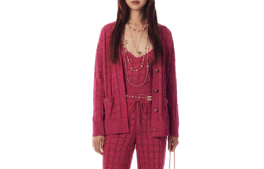 CHANEL 24 Spring Summer New Arrivals Cashmere Sweater Women's Fuchsia
