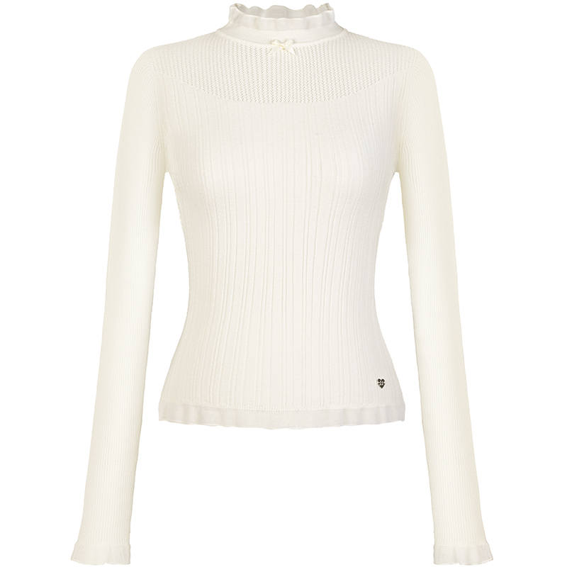 Umoumo T Shirts Women's Ecru Half Turtleneck Moderate Other