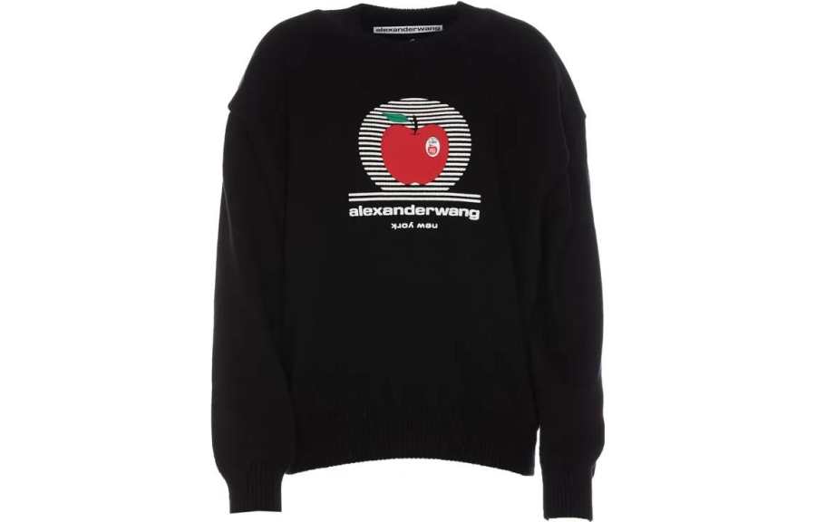 Alexander Wang Alexander Wang Pullover With Ny Apple Puff Logo Crewneck Black