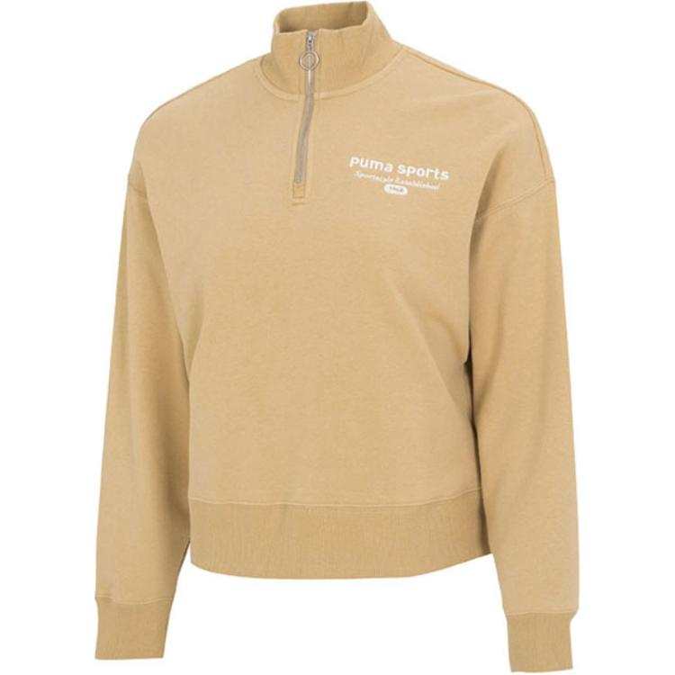 PUMA Sweatshirts Women's Khaki Stand Collar Moderate Other