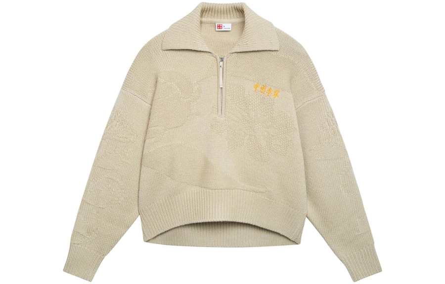 Li-Ning Li Ning Knitwear Women's Khaki Lapel Moderate Other