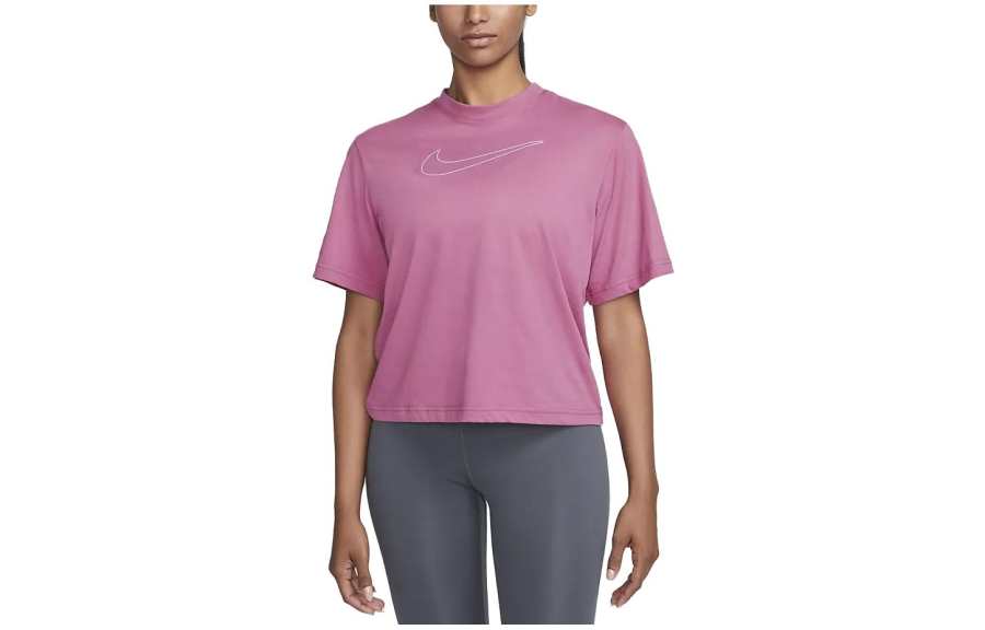 Nike Nike T Shirts Women's Fuchsia Crew Neck Moderate Straight Fit