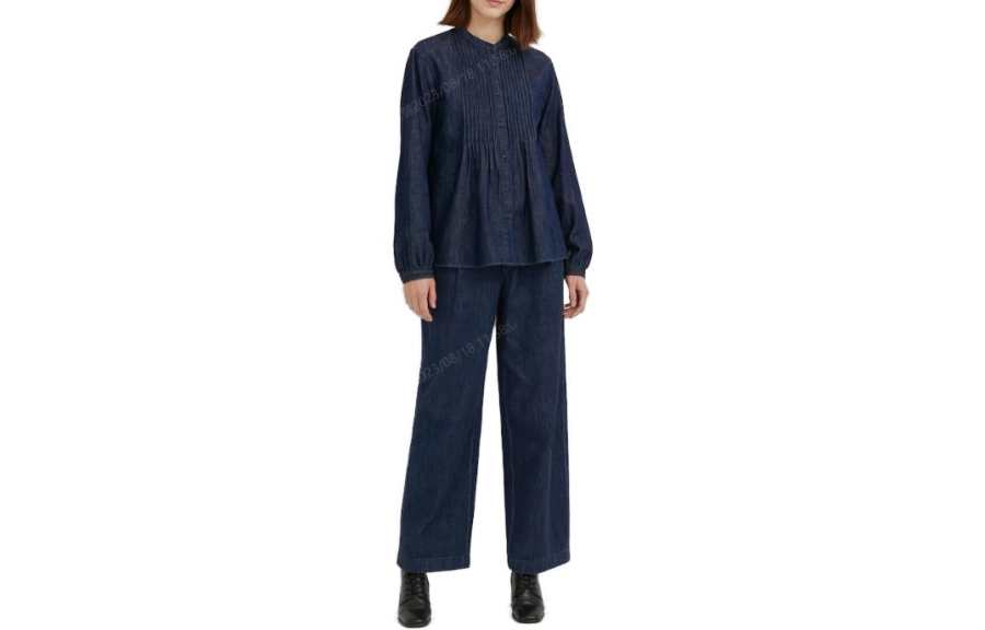 UNIQLO X IDLF Shirts Women's Navy Blue Lapel Moderate Other