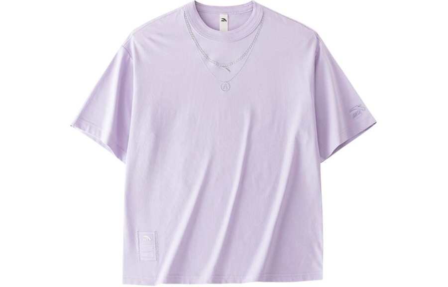 Anta Lifestyle Collection Sports Lifestyle Collection Drop Shoulder Sleeve T Shirt Women's Flying Feather Purple