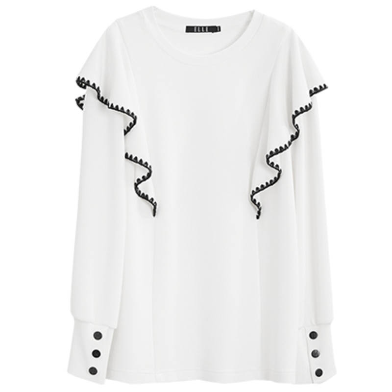 ELLE Sweatshirts Women's White Crew Neck Moderate Other