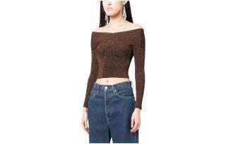 Self-portrait Off-Shoulder Knitted Long Sleeved Top