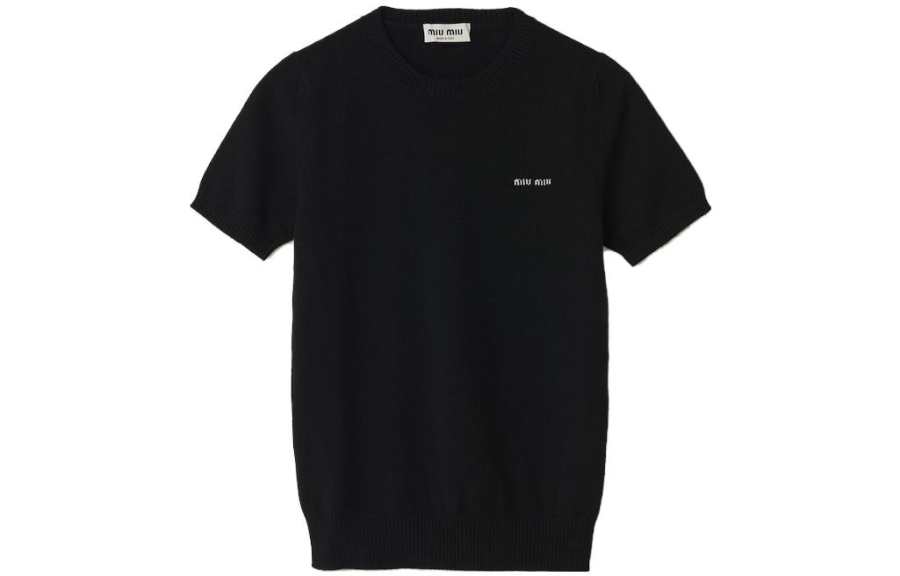 Miu Miu logo-intarsia cashmere top