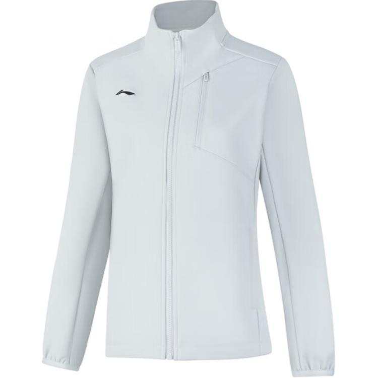 Li-Ning Li Ning Solid Color Zipper Stand Collar Fleece Lined Thermal Jackets & Coats Women's Waterdrop Gray