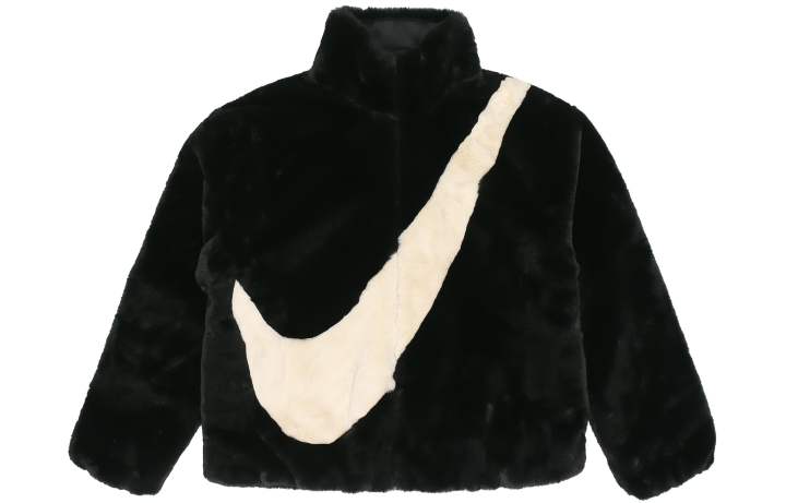 Nike Nike Women'ss Oversized Swoosh Logo Jacket Asia Sizing Black Fossil