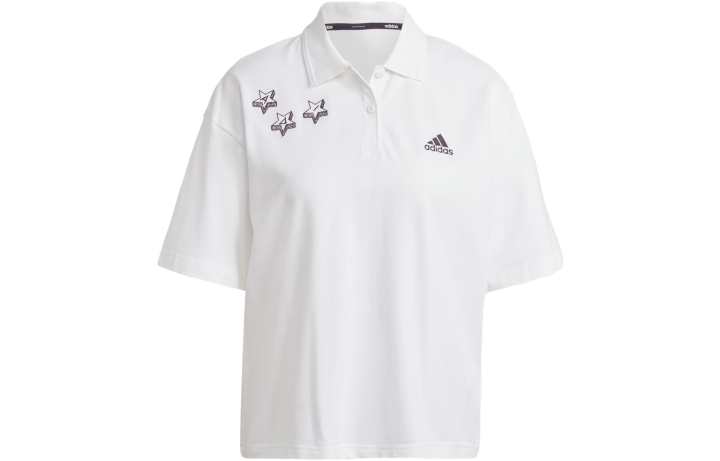 Adidas Adidas SCRIBBLE Polo Shirts Women's White Polo Collar Moderate Straight Fit