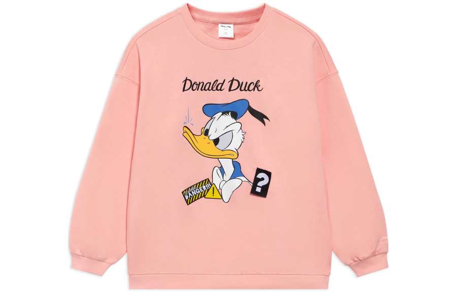 Li-Ning Li Ning X Disney Donald Duck Sweatshirts Women's Pink Crew Neck Moderate Regular