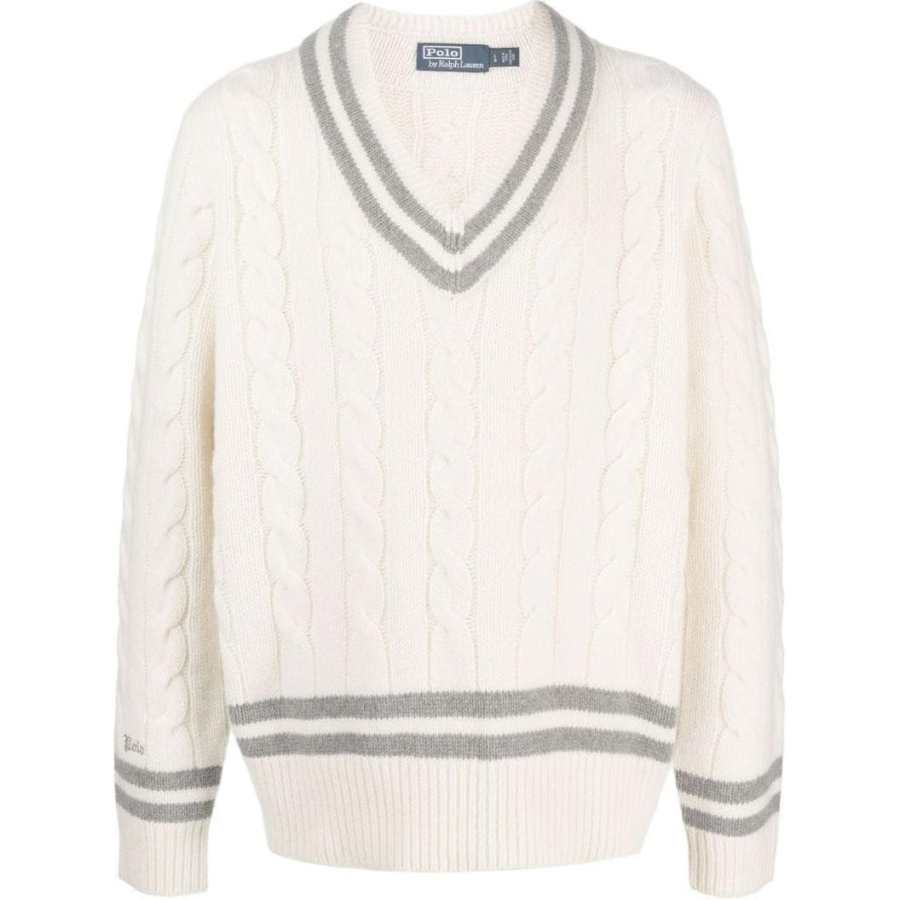 Polo Ralph Lauren Cashmere Sweaters Women's Bone White V Neck Moderate