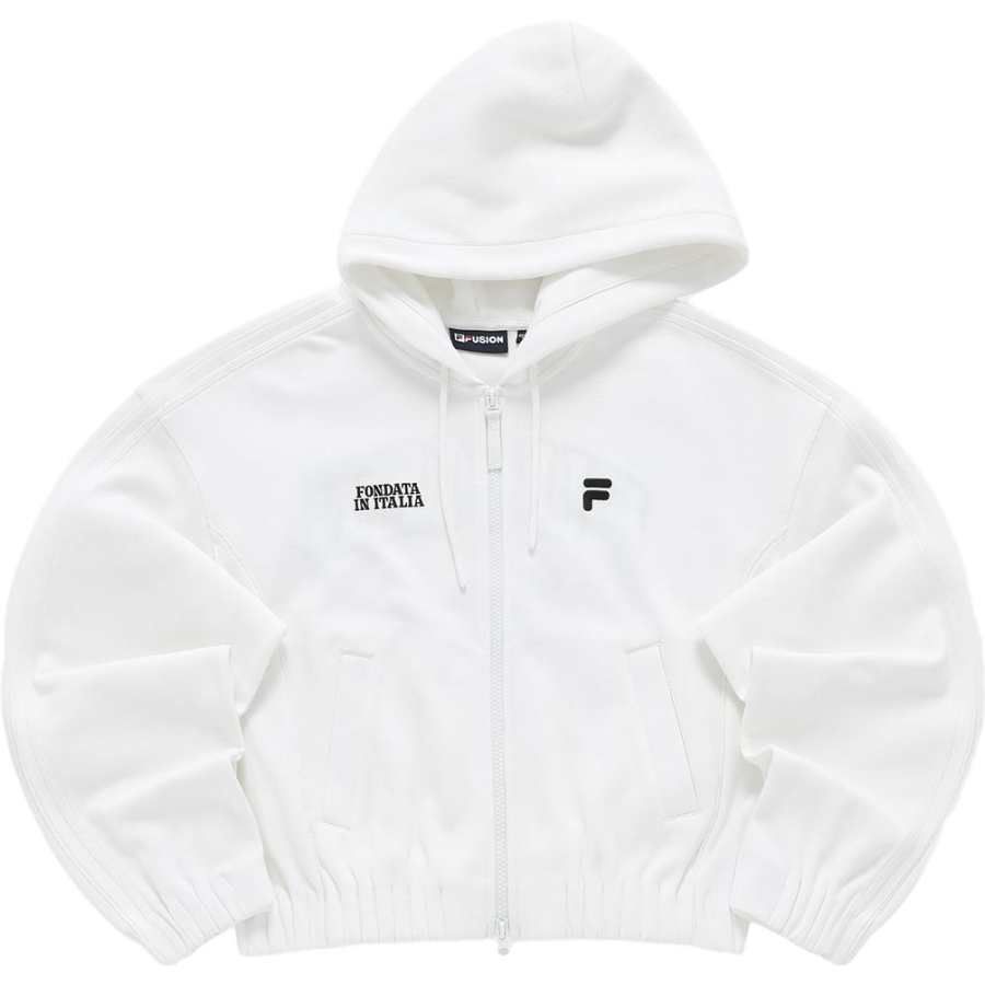 FILA FUSION Sweatshirts Women's White Hooded Moderate Cardigan