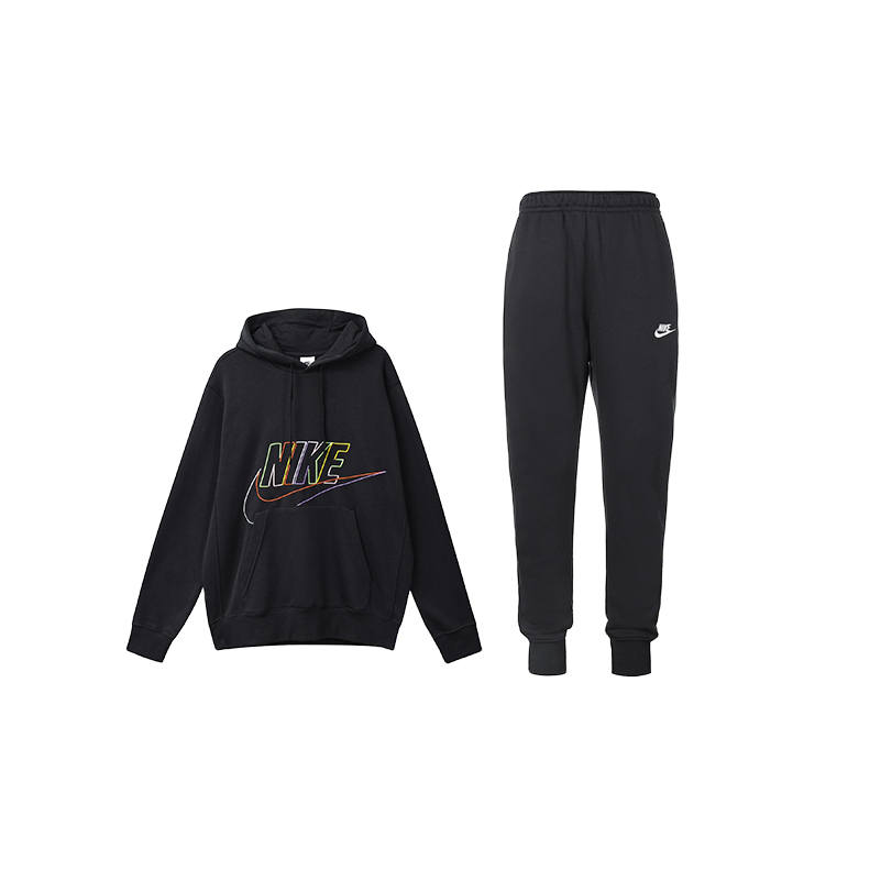 Nike Nike Letter Logo American Vintage Embroidery Hooded Long Sleeved Elastic Cuff Casual Sports Fleece Lined Pants