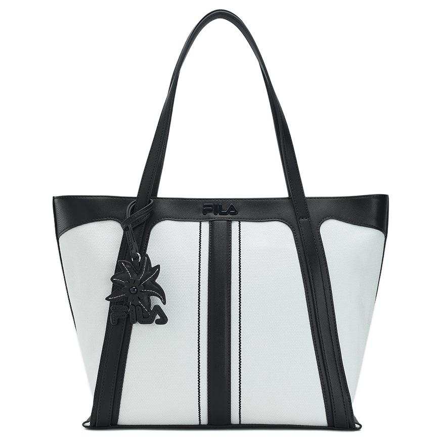 FILA Fabric Tote Bag, Shopping Bag, Handbag Regular Women's White & Black