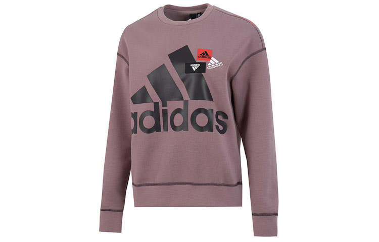 Adidas Adidas Oversized Logo Letter Print Sporty Casual Fleece Lined Hoodie Sweatshirt Women's Purple