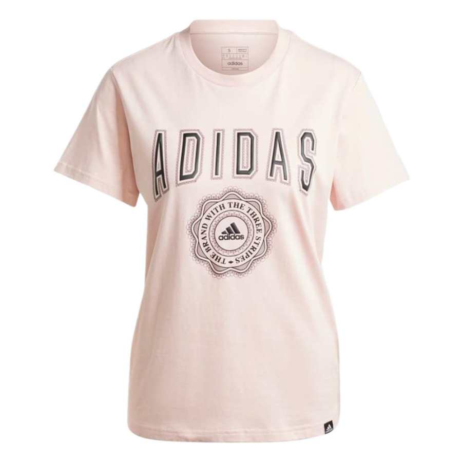 Adidas Adidas T Shirts Women's Pink Crew Neck Moderate Straight Fit
