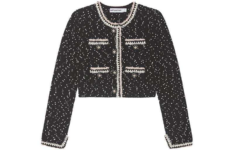 Self-portrait Self portrait Jacket Women's Mixed Black