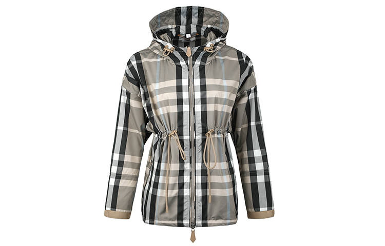 Burberry Bacton Check Hooded Jacket 'Dusty Sand'