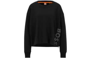 HUGO BOSS Sweatshirts Women's Black Crew Neck Moderate Regular