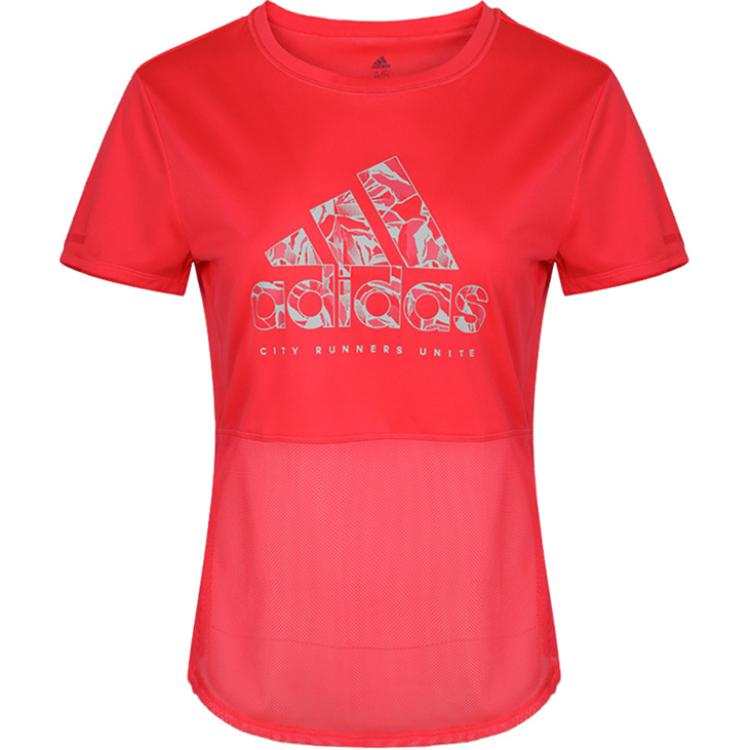 Adidas Adidas T Shirts Women's Red Crew Neck Moderate Straight Fit