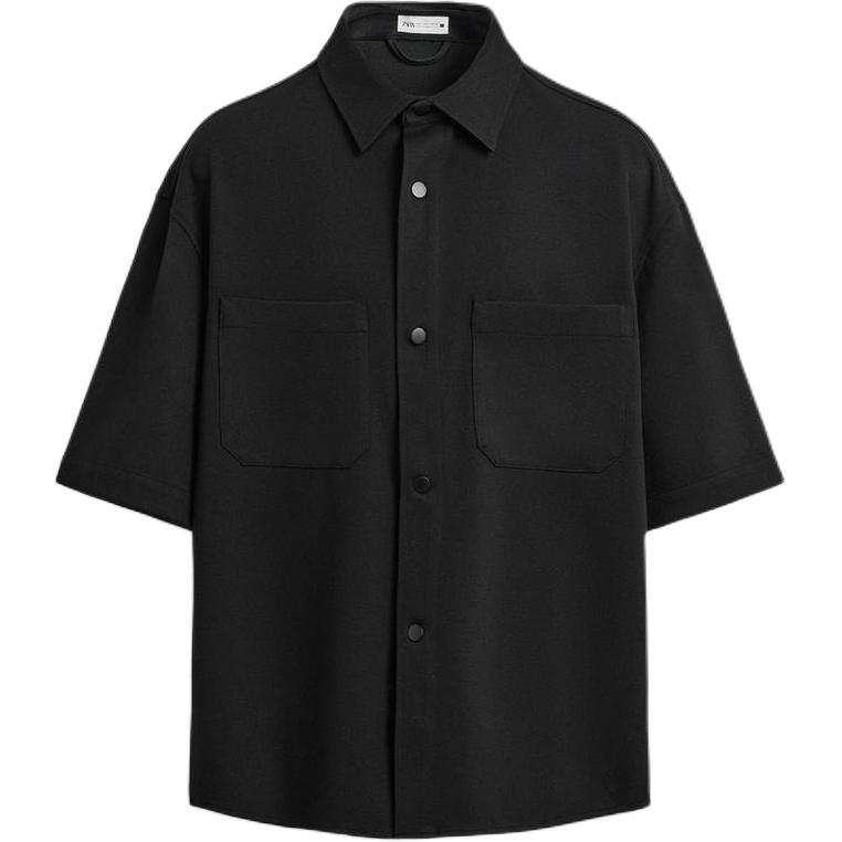 ZARA ZARA Shirts Men's Black Lapel Moderate