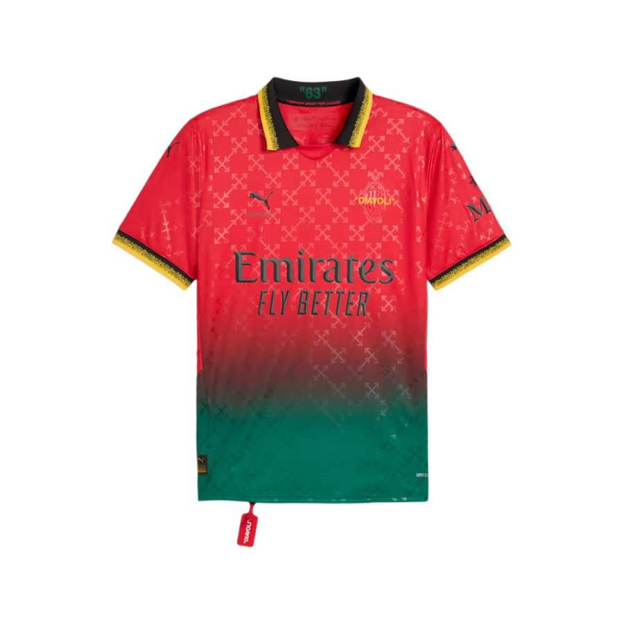 PUMA x AC MILAN X Off White™ AC Beige Blue SS25 Soccer Jersey Fan Edition Men's Eternal Red/Black