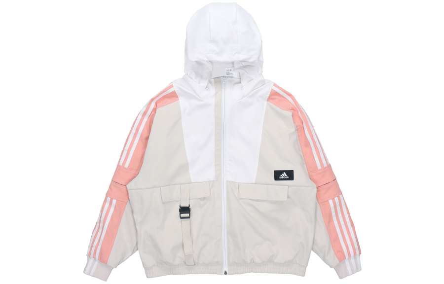 Adidas Adidas Str Jkt Warm American Vintage Training Sports Packable Hooded Fleece Lined Jacket Women's Light Gray