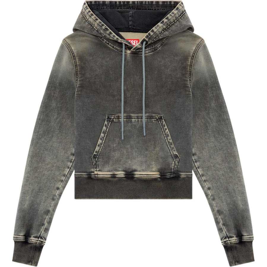 DIESEL D Angy Hood Track Cropped Denim Hoodie 'Black'