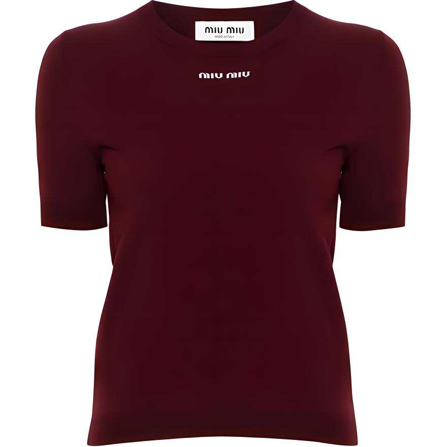 MIU MIU T Shirts Women's Red Crew Neck Moderate Straight Fit